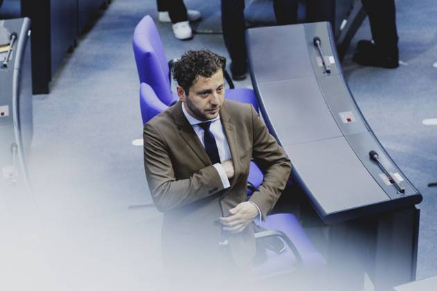 Felix Banaszak, Co-Vorsitzender von Buendnis 90 Die Gruenen, aufgenommen im Rahmen der Sitzung des Bundestages zur Wahl des neuen Bundeskanzlers sowie Vereidigung der Bundesministerinnen und Bundesminister in Berlin, 06.05.2025. Berlin Deutschland Copyright: xFlorianxGaertnerx