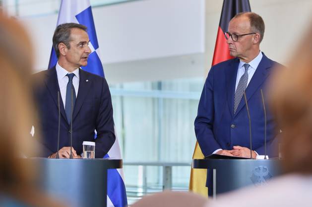 Berlin, Deutschland, 13.05.2025: Bundeskanzleramt: Empfang des griechischen Ministerpräsidenten durch den deutschen Kanzler: Kyriakos Mitsotakis und Bundeskanzler Friedrich Merz (CDU) Copyright: xdtsxNachrichtenagenturx dts_66715