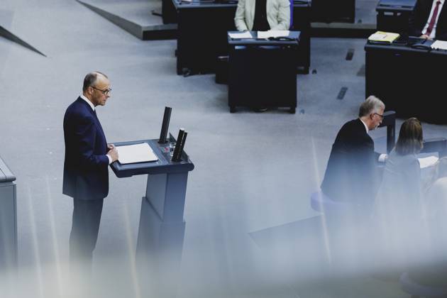 Friedrich Merz (CDU), Bundeskanzler, aufgenommen im Rahmen der ersten Regierungserklaerung im Deutschen Bundestag als Bundeskanzler in Berlin, 14.05.2025. Berlin Deutschland Copyright: xFlorianxGaertnerx