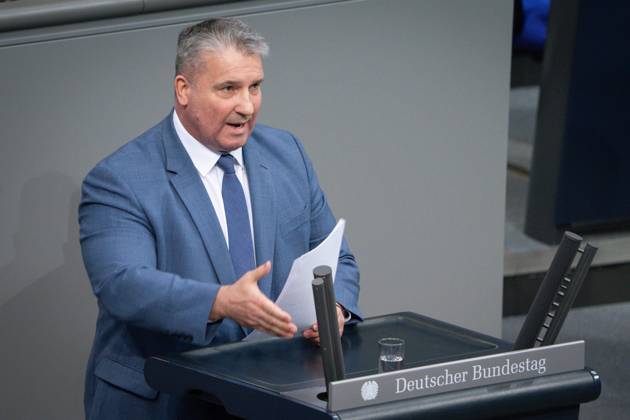Deutscher Bundestag, 5. Plenarsitzung Martin Hess (AfD) im Portrait bei seiner Rede zum Tagesordnungspunkt Inneres bei der 5. Sitzung des Deutschen Bundestag in Berlin, 16.05.2025 Berlin Berlin Deutschland
