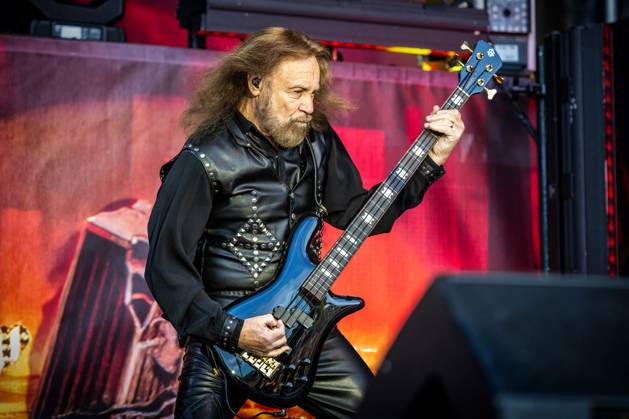 Judas Priest live in Hamar, Norway Hamar, Norway. 14th, June 2025. The English heavy metal band Judas Priest performs a live concert at Tjuvholmen Kro & Arena in Hamar. Here bass player Ian Hill is seen live on stage. Norway, Hamar, Tjuvholmen Arena  Copyright: xGonzalesxPhoto TerjexDokkenx