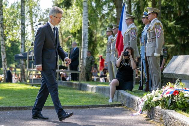 Czech Senate President Milos Vystrcil took part in commemorative act on the 83rd anniversary of the extermination of the Lezaky settlement, at the Lezaky Memorial, Miretice, Chrudim district, Pardubice Region, June 22, 2025. (CTKxPhoto JosefxVostarek) CTKPhotoP2025062202645 CTKPhotoP2025062202645