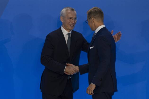 Finland s President Alexander Stubb attends NATO summit in US WASHINGTON, DC - JULY 10: NATO Secretary General Jens Stoltenberg (L) and Finland s President Alexander Stubb (R) pose for a photo during the 75th NATO anniversary summit at the Walter E. Washington Convention Center on July 10, 2024 in Washington D.C., USA. Washington United States. Editorial use only. Please get in touch for any other usage. Copyright: x2025xAnadoluxCelalxGüneÅüx