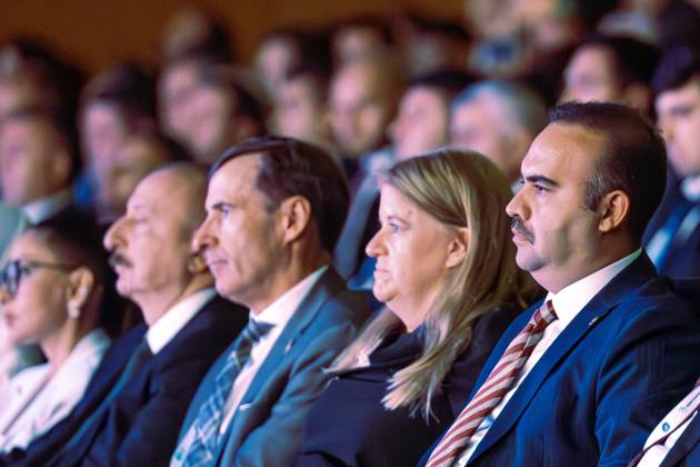 74th International Astronautical Congress kicks off in Azerbaijan BAKU, AZERBAIJAN - OCTOBER 02: Turkish Minister of Industry and Technology Mehmet Fatih Kacir (R) talks to Azerbaijani President Ilham Aliyev (L) as they attend the opening ceremony of 74th International Astronautical Congress - IAC in Baku, Azerbaijan on October 02, 2023. Baki Azerbaijan. Editorial use only. Please get in touch for any other usage.  Copyright: x2025xAnadoluxMuhammedxAbdullahxKurtarx