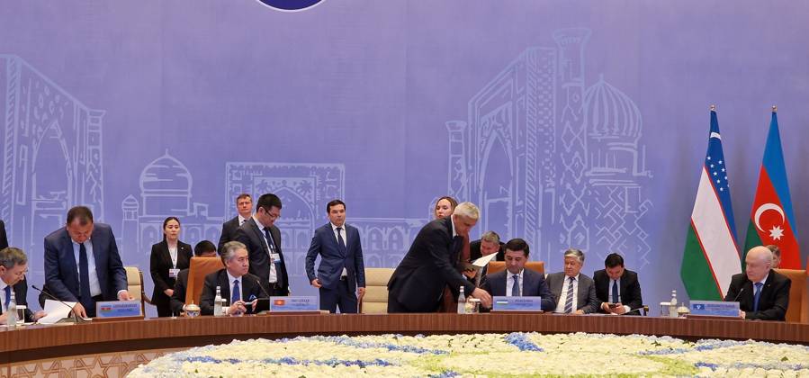 Commonwealth of Independent States summit in Samarkand, Uzbekistan TASHKENT, UZBEKISTAN - APRIL 14: A view from a hall during Foreign Ministers of the Commonwealth of Independent States summit at the Congress Center in Samarkand, Uzbekistan on April 14, 2023. Taskent Uzbekistan. Editorial use only. Please get in touch for any other usage.  Copyright: x2025xAnadoluxBahtiyarxAbdülkerimovx