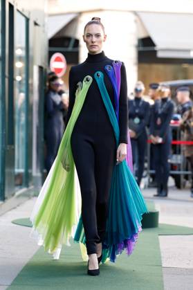 (251008) -- PARIS, Oct. 8, 2025 -- A model presents a creation from the ready-to-wear Spring Summer 2026 collections by Pierre Cardin during the Paris Fashion Week, in Paris, France, on Oct. 7, 2025. ( Handout via Xinhua) FRANCE-PARIS-FASHION WEEK-PIERRE CARDIN MeetEurope