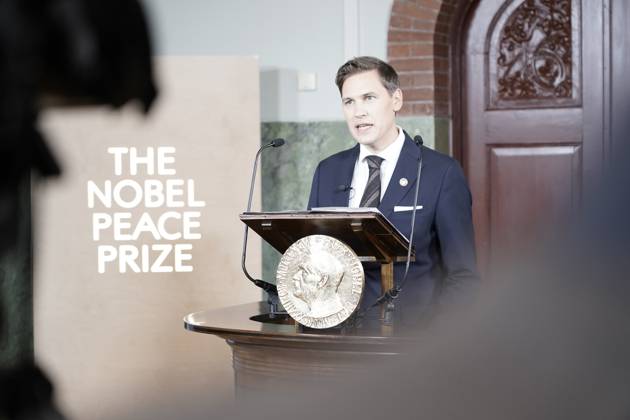 Nobels Fredspris 2025 Oslo 20251010. Nobelkomiteens leder, Jorgen Watne Frydnes, kunngjor at X er vinneren av Nobels fredspris for 2025. Kunngjoringen finner sted ved Nobelinstituttet i Oslo fredag. Foto: Jonas Faeste Laksekjon NTB Oslo Norge CG_NieAfMEk EDITORIAL USE ONLY Ref:_POLCG_NieAfMEk.jpg Copyright: xJonasxFaestexLaksekjonx xNTBx
