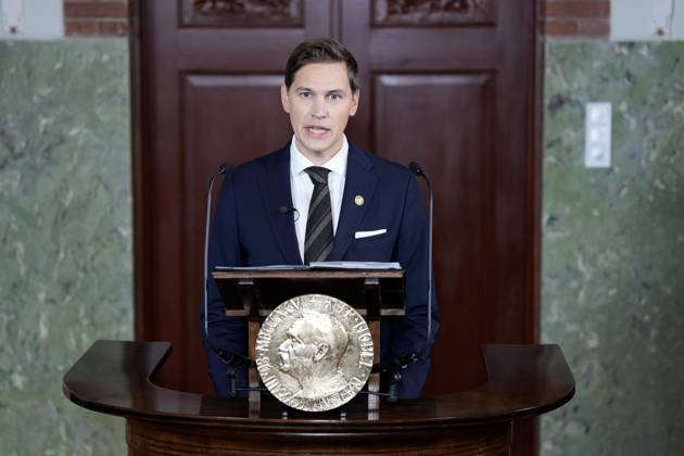 Nobel Peace Prize 2025 Oslo 20251010. The Chairman of the Nobel Committee, Joergen Watne Frydnes, announces that Venezuelan opposition leader Maria Corina Machado is the laureate of the Nobel Peace Prize for 2025. The announcement will take place at the Nobel Institute in Oslo on Friday. Photo: Rodrigo Freitas NTB Oslo Norway rPcsLwgkArI EDITORIAL USE ONLY Ref:_POLrPcsLwgkArI.jpg Copyright: xRodrigoxFreitasx xNTBx