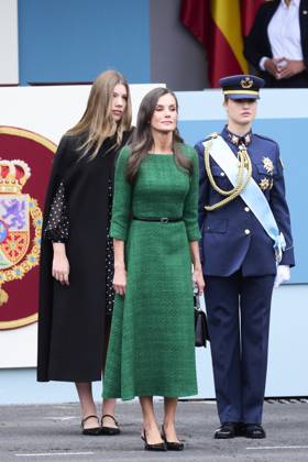 12-10-2025 Madrid Princess Leonor and Princess Sofia and Queen Letizia attend the tribute ceremony to the national flag and the military parade during the National Day, Dia de la Hispanidad, at Plaza de Canovas del Castillo in Madrid. No Spain  Copyright: xPPEx