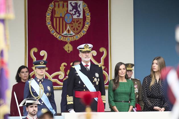 12-10-2025 Madrid Princess Leonor and Princess Sofia and Queen Letizia and King Felipe attend the tribute ceremony to the national flag and the military parade during the National Day, Dia de la Hispanidad, at Plaza de Canovas del Castillo in Madrid. No Spain  Copyright: xPPEx