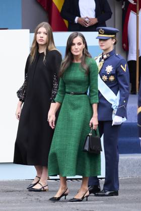 12-10-2025 Madrid Princess Leonor and Princess Sofia and Queen Letizia attend the tribute ceremony to the national flag and the military parade during the National Day, Dia de la Hispanidad, at Plaza de Canovas del Castillo in Madrid. No Spain  Copyright: xPPEx