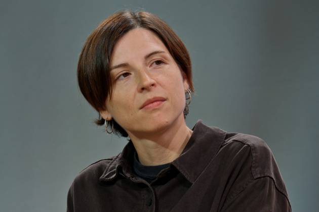 15.10.2025, Frankfurt am Main, DEU, Frankfurter Buchmesse. Dorothee Elminger, Traegerin des Deutschen Buchpreises im Interview bei der ARD