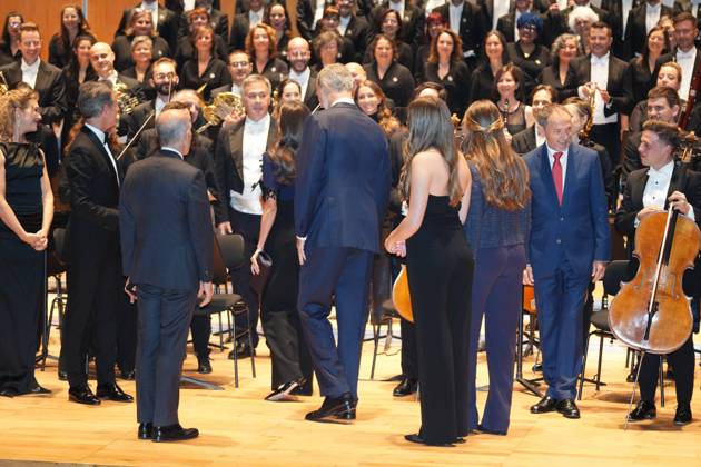 Spanish King Felipe VI and Queen Letizia with Princess Leonor de Borbon and Sofia de Borbon during the celebration of the 33th edition of the concert of the Princess of Asturias Awards 2025 in Oviedo, on Thursday 23 October 2025. Cordon Press