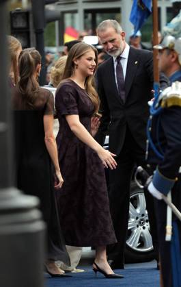 Spanish King Felipe VI and Queen Letizia with Princess Leonor de Borbon and Infant Sofia de Borbon during the Princess of Asturias Awards 2025 in Oviedo, on Friday 24 October 2025. Cordon Press