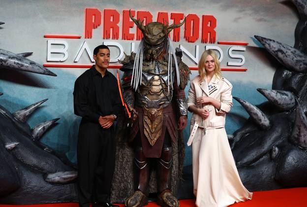 October 27, 2025, London, United Kingdom: Dimitrius Schuster-Koloamatangi, Father and Elle Fanning attend the UK Special Screening of Predator: Badlands at BFI IMAX. London United Kingdom - ZUMAs197 20251027_aaa_s197_106 Copyright: xFredxDuvalx
