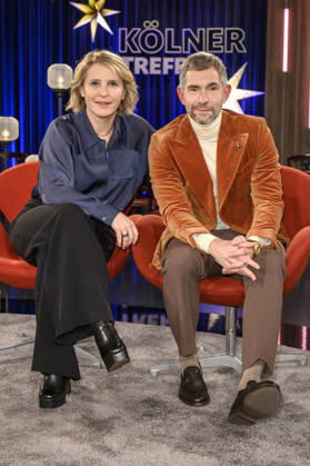 Susan Link und Micky Beisenherz bei der Aufzeichnung der WDR-Talkshow Kölner Treff im WDR Studio BS 3. Köln, 04.12.2025