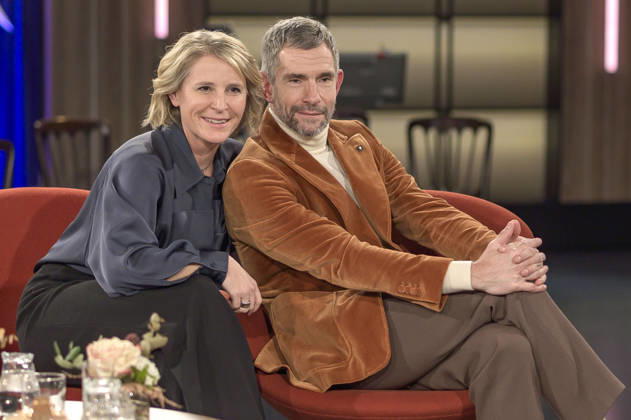 Susan Link und Micky Beisenherz bei der Aufzeichnung der WDR-Talkshow Kölner Treff im WDR Studio BS 3. Köln, 04.12.2025