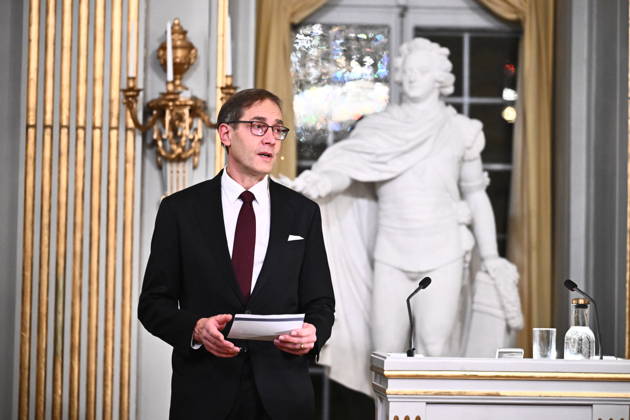 STOCKHOLM, SWEDEN 20251207 Mats Malm, Permanent Secretary of the Swedish Academy, Nobel Laureate in Literature, delivers his Nobel Prize Lecture in the Stock Exchange Hall of the Swedish Academy, Stockholm, Sweden, December 7, 2025 STOCKHOLM SWEDEN x10090x Copyright: xClaudioxBresciani TTx NOBELFÖRELÄSNING LITTERATUR 2025 PKSnTcawC98