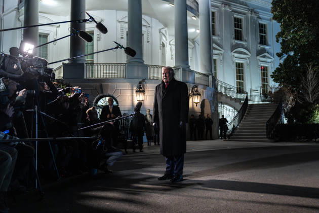 President Donald Trump speaks to media before boarding the Marine One on the South Lawn of the White House President Donald Trump boards Marine One on the South Lawn of the White House, Tuesday, January 20, 2026, en route to Joint Base Andrews, Maryland for his trip to the World Economic Forum in Davos, Switzerland. (Official White House, Credit:Patrick B. Ruddy Avalon USA, DC, Washington Copyright: xPatrickxB.xRuddyx xAvalonx 1068573415