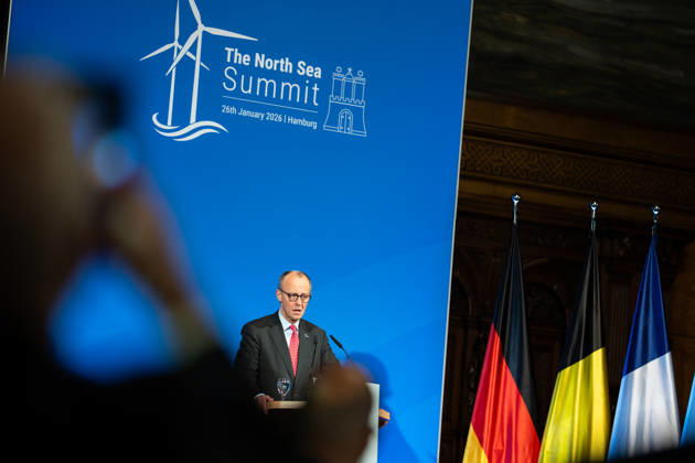 Bundeskanzler Friedrich Merz hält eine Rede im Hamburger Rathaus vor den Teilnehmern des Nordseegipfels;3rd North Sea Summit 2026 in Hamburg, Germany - 3. Nordseegipfel 2026 in Hamburg, Deutschland, Hamburg Hamburg Deutschland Rathaus, Townhall
