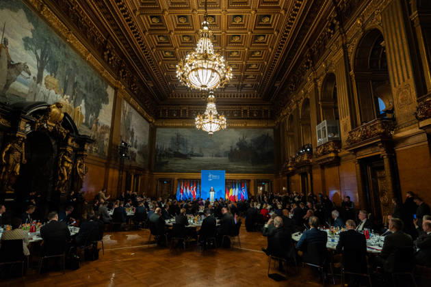 Bundeskanzler Friedrich Merz hält eine Rede im Hamburger Rathaus vor den Teilnehmern des Nordseegipfels;3rd North Sea Summit 2026 in Hamburg, Germany - 3. Nordseegipfel 2026 in Hamburg, Deutschland, Hamburg Hamburg Deutschland Rathaus, Townhall