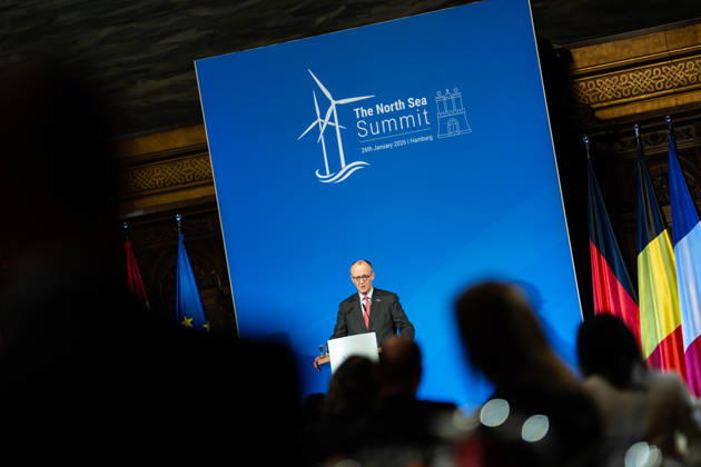 Bundeskanzler Friedrich Merz hält eine Rede im Hamburger Rathaus vor den Teilnehmern des Nordseegipfels;3rd North Sea Summit 2026 in Hamburg, Germany - 3. Nordseegipfel 2026 in Hamburg, Deutschland, Hamburg Hamburg Deutschland Rathaus, Townhall