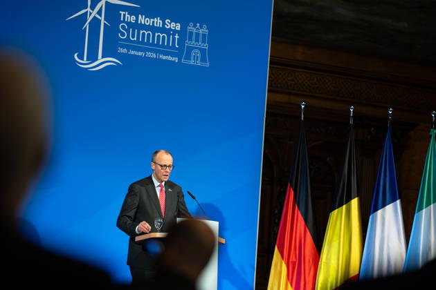 Bundeskanzler Friedrich Merz hält eine Rede im Hamburger Rathaus vor den Teilnehmern des Nordseegipfels;3rd North Sea Summit 2026 in Hamburg, Germany - 3. Nordseegipfel 2026 in Hamburg, Deutschland, Hamburg Hamburg Deutschland Rathaus, Townhall