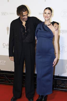 Television Presenter Aster Nzeyimana and Actress Lize Fereyn pictured on the red carpet at the arrival for the award ceremony of the Ensors Flemish film prizes, as part of the Ostend Film Festival (18th edition) (30 01-07 02), Saturday 07 February 2026, in Oostende. NICOLASxMAETERLINCK 161909353