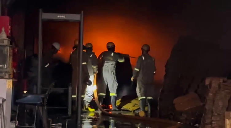 RECORD DATE NOT STATED A firefighting operation is underway after a fire broke out at Capital Power System Limited Company Noida, Mar 12 (ANI): A firefighting operation is underway after a fire broke out at Capital Power System Limited Company in B-40, Sector-4, under the Phase 1 PS area, in Noida on Thursday. (ANI Video Grab) Noida Uttar Pradesh India Copyright: xANIx ANI_20260312397