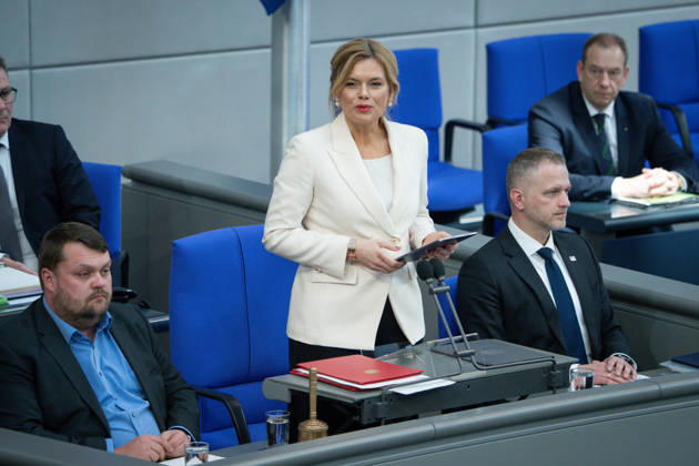 Deutscher Bundestag, 64. Plenarsitzung Julia Kloeckner die Praesidentin des Deutschen Bundestag, Bundestagspraesidentin bei ihrer Rede zum 18.03.2026 dem Tag der Demokratie auf dem Vorsitz bei der 64. Sitzung des Deutschen Bundestag in Berlin, 18.03.2026 Berlin Berlin Deutschland