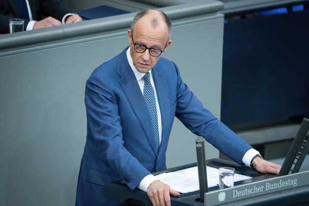 Deutscher Bundestag, 64. Plenarsitzung Deutscher Bundestag, 64. PBundeskanzler Friedrich Merz (CDU) bei seiner Regierungserklaerung zum Europaeischen Rat bei der 64. Sitzung des Deutschen Bundestag in Berlin, 18.03.2026 Berlin Berlin Deutschland