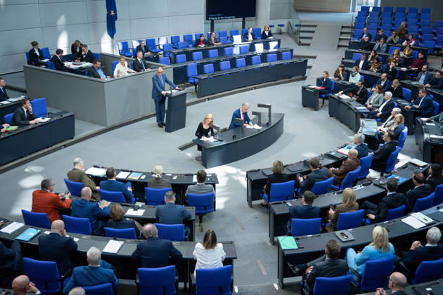 Deutscher Bundestag, 64. Plenarsitzung Deutscher Bundestag, 64. PBundeskanzler Friedrich Merz (CDU) bei seiner Regierungserklaerung zum Europaeischen Rat bei der 64. Sitzung des Deutschen Bundestag in Berlin, 18.03.2026 Berlin Berlin Deutschland