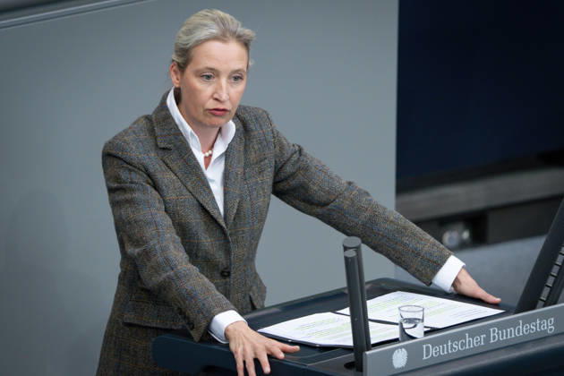 Deutscher Bundestag, 64. Plenarsitzung Alice Weidel (AfD) im Portrait bei ihrer Rede zum Tagesordnungspunkt Regierungserklaerung zum Europaeischen Rat bei der 64. Sitzung des Deutschen Bundestag in Berlin, 18.03.2026 Berlin Berlin Deutschland