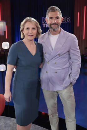 Susan Link und Micky Beisenherz bei der Aufzeichnung der WDR-Talkshow Kölner Treff im WDR Studio BS 3. Köln, 10.04.2026