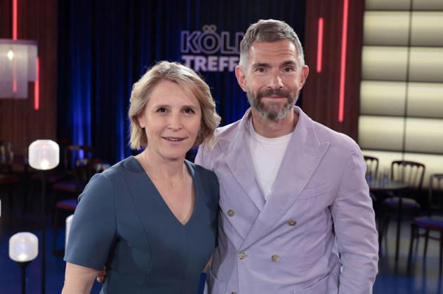 Susan Link und Micky Beisenherz bei der Aufzeichnung der WDR-Talkshow Kölner Treff im WDR Studio BS 3. Köln, 10.04.2026