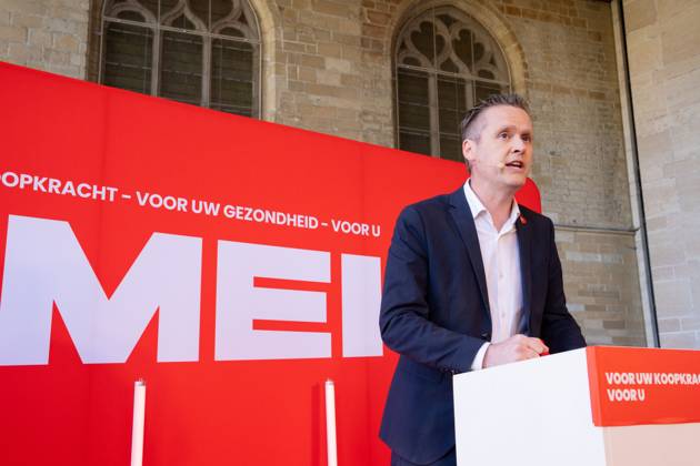 FGTB-ABVV chairman Bert Engelaar pictured at a meeting of Flemish socialist party Vooruit, socialist social insurance company Solidaris and socialist trade union ABVV, on Thursday 30 April 2026 in Brussels, the eve of Labour Day on May 1st, the International Workers Day. MARIUS BURGELMAN MariusxBurgelman 172490848
