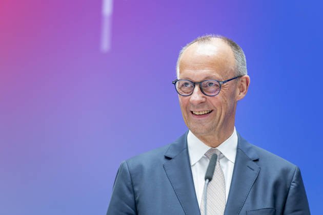 Friedrich Merz EUR, Deutschland, Berlin, 07.05.2026: Grußwort des Bundeskanzler Friedrich Merz (CDU) auf der Festveranstaltung des Bundesministeriums für Digitales und Staatsmodernisierung anlässlich des einjährigen Bestehen. In Anwesenheit von Karsten Wildberger (CDU), Bundesminister für Digitalisierung und Staatsmodernisierung. Gemeinsamer Besuch der Aussteller.