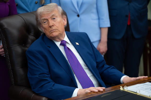 President Donald Trump gives remarks during an event promoting maternal healthcare in the Oval Office of the White House in Washington, DC on Monday, May 11, 2026. President Trump is meeting with healthcare workers as his administration launches Moms.gov to highlight resources for unexpected pregnancies. WAX20260511203 AaronxSchwartz