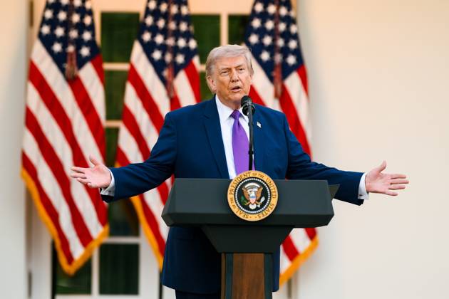 United States President Donald J Trump makes remarks as he hosts a group of law enforcement leaders United States President Donald J Trump makes remarks as he hosts a group of law enforcement leaders for a dinner to celebrate the start of National Police Week, in the Rose Garden of the White House in Washington, DC, USA, on Monday, May 11, 2026. Photo by White House Press Office apaimages Washington USA United States of America 110526_USA_USPO_00(2) Copyright: xapaimagesxWhitexHousexPressxOfficex xapaimagesx