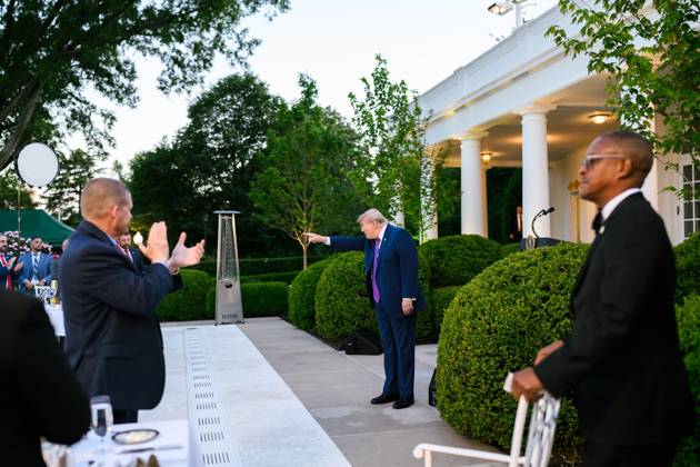 United States President Donald J Trump makes remarks as he hosts a group of law enforcement leaders United States President Donald J Trump makes remarks as he hosts a group of law enforcement leaders for a dinner to celebrate the start of National Police Week, in the Rose Garden of the White House in Washington, DC, USA, on Monday, May 11, 2026. Photo by White House Press Office apaimages Washington USA United States of America 110526_USA_USPO_00(3) Copyright: xapaimagesxWhitexHousexPressxOfficex xapaimagesx