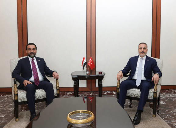 Turkish Foreign Minister Hakan Fidan ANKARA, TURKIYE - MAY 24: (----EDITORIAL USE ONLY - MANDATORY CREDIT - TURKISH FOREIGN MINISTRY HANDOUT - NO MARKETING NO ADVERTISING CAMPAIGNS - DISTRIBUTED AS A SERVICE TO CLIENTS----) Turkish Foreign Minister Hakan Fidan (R) receives the leader of Iraq s Taqaddum Party, Mohammad al-Halbousi (L), in Ankara, Turkiye, on May 24, 2026. Turkish Foreign Ministry Handout Anadolu Ankara Turkey. Editorial use only. Please get in touch for any other usage. Copyright: x2026xAnadoluxTurkishxForeignxMinistryx xHandoutx