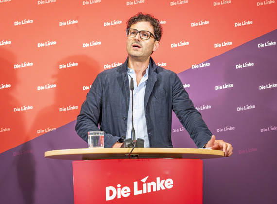 Luigi Pantisano EUR, Deutschland, Berlin, 06.07.2026: Pressekonferenz von Luigi Pantisano Vorsitzender der Partei Die Linke im Karl-Liebknecht-Haus zu aktuellen Themen.