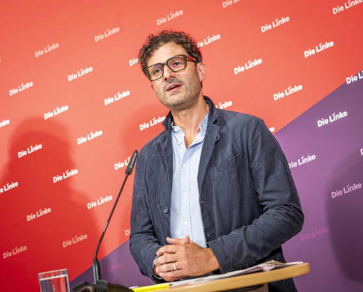 Luigi Pantisano EUR, Deutschland, Berlin, 06.07.2026: Pressekonferenz von Luigi Pantisano Vorsitzender der Partei Die Linke im Karl-Liebknecht-Haus zu aktuellen Themen.