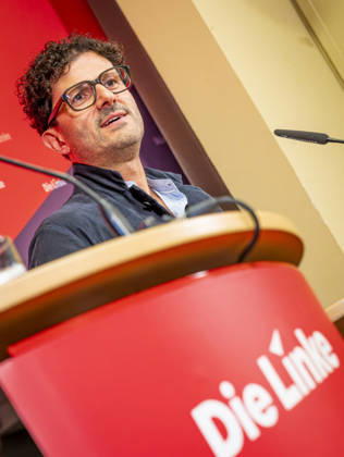 Luigi Pantisano EUR, Deutschland, Berlin, 06.07.2026: Pressekonferenz von Luigi Pantisano Vorsitzender der Partei Die Linke im Karl-Liebknecht-Haus zu aktuellen Themen.