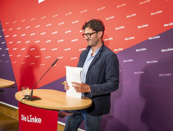 Luigi Pantisano EUR, Deutschland, Berlin, 06.07.2026: Pressekonferenz von Luigi Pantisano Vorsitzender der Partei Die Linke im Karl-Liebknecht-Haus zu aktuellen Themen.