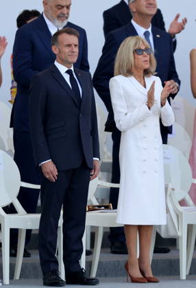 President Emmanuel Macron and Brigitte Macron at the July 14 military ceremony in Paris Jacovides Liewig Bestimage Bastille Day military parade on July 14, 2026, Paris, France Copyright: xJacovidesx xLiewigx xBestimagexJacovidesx xLiewigx xBestimagex