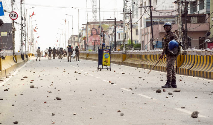 Clashes erupt between police and protesters erupt during the Bihar Bandh protest Patna, July 25 (ANI): Stones lie scattered on the road after clashes between police and protesters erupt during the Bihar Bandh protest over the NEET paper leak, in Patna on Saturday. PATNA BIHAR INDIA Copyright: xANIx ANI_20260725429