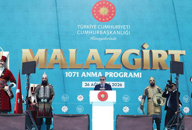 Turkish President Erdogan Attends 955th Anniversary of Manzikert Victory Turkish President Recep Tayyip Erdogan attends a ceremony marking the 955th anniversary of the Victory of Manzikert at the Battle of Manzikert Historical National Park in eastern Türkiye, on August 26, 2026. The commemoration marks the 1071 Battle of Manzikert and the conquest of Anatolia. Photo by Turkish presidency apaimages Istanbul Istanbul Turkey 260826_T__rkiye_TPO_00(8) Copyright: xapaimagesxTurkishxpresidencyx xapaimagesx