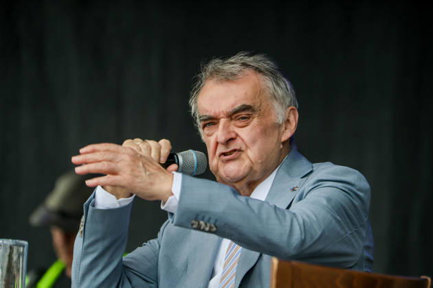 Nordrhein-Westfalen-Tag 2026. Feierlichkeiten zum 80-jährigen Jubiläum des Landes in Münster. Herbert Reul (CDU), Innenminister des Landes Nordrhein-Westfalen bei einem Bürgerdialog. Münster, Nordrhein-Westfalen, DEU, Deutschland, 29.08.2026