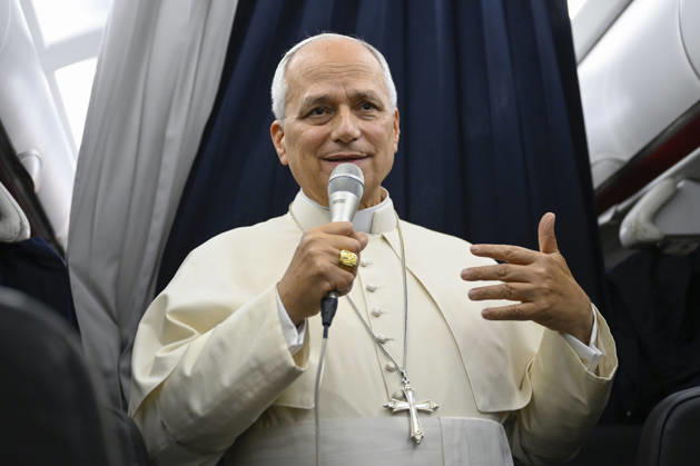 TRIP_PAPA_2026 Italy, In Flight, Vatican, 2026 9 29 Pope Leo XIV gives a press conference with accredited journalists on the return flight from France. EDITORIAL USE ONLY - NO BOOKS Copyright: xVATICANxMEDIA xCatholicxPressxPhotox